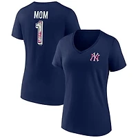 Women's Navy New York Yankees Team Logo Mother's Day V-Neck T-Shirt