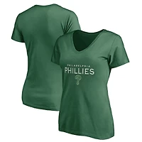 Women's Green Philadelphia Phillies Team Logo Celtic Knot V-Neck T-Shirt