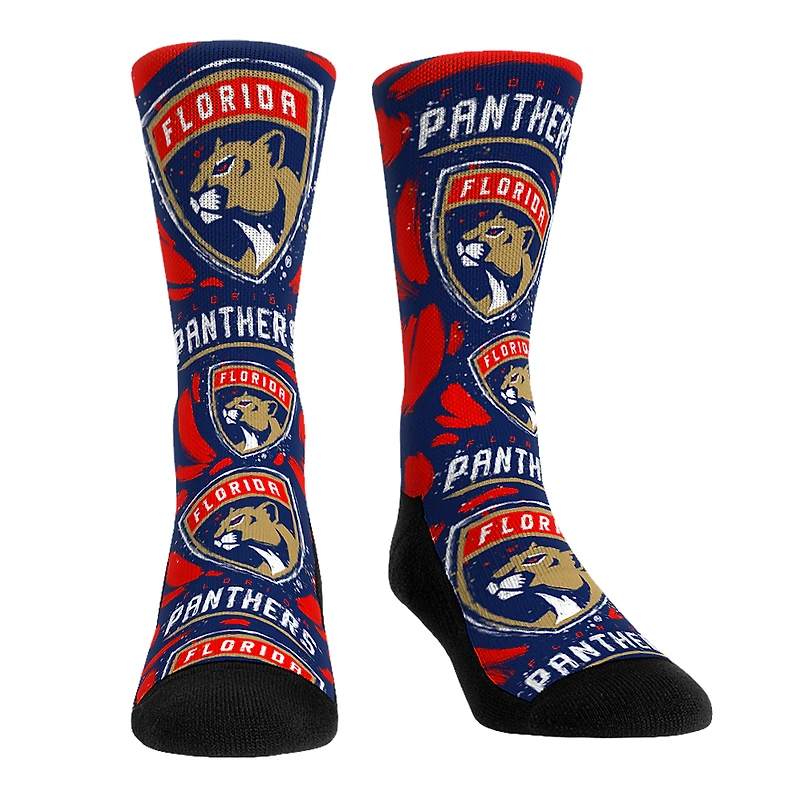 Unisex Rock Em Socks Florida Panthers Allover Logo & Paint Crew Socks
