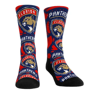 Unisex Rock Em Socks Florida Panthers Allover Logo & Paint Crew Socks