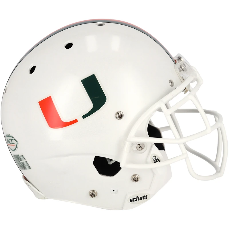 Miami Hurricanes Team-Issued White Helmet from the 2018-2022 NCAA Football Seasons