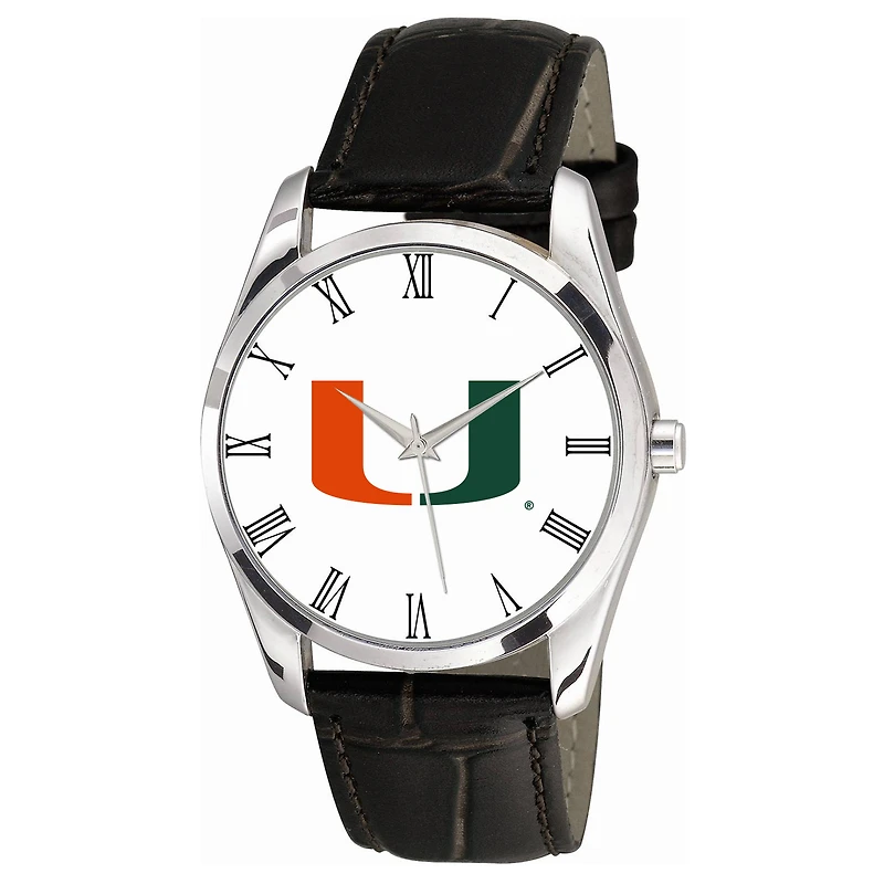 Miami Hurricanes Berkeley Black Leather Watch