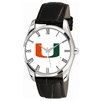 Miami Hurricanes Berkeley Black Leather Watch