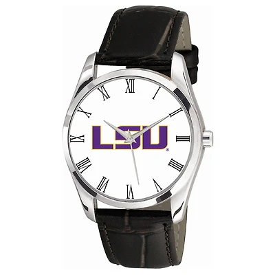 LSU Tigers Berkeley Black Leather Watch