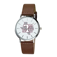 Texas Southern Tigers Plexus Brown Leather Watch