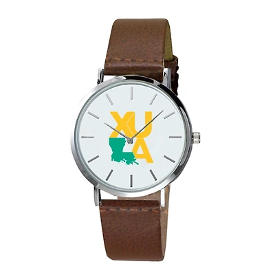 XULA Gold Plexus Brown Leather Watch