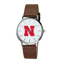 Nebraska Huskers Plexus Brown Leather Watch
