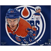 Connor McDavid Edmonton Oilers Unsigned 16" x 20" Photo Print - Designed and Signed by Artist Brian Konnick - Limited Edition of 25