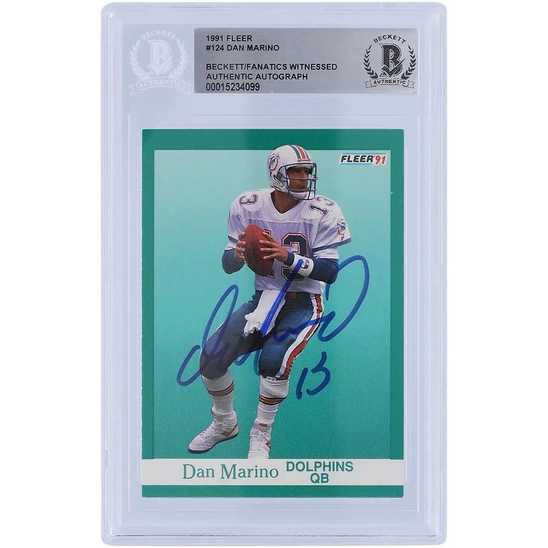 Dan Marino Miami Dolphins Autographed 1991 Fleer #124 Beckett Fanatics Witnessed Authenticated Card