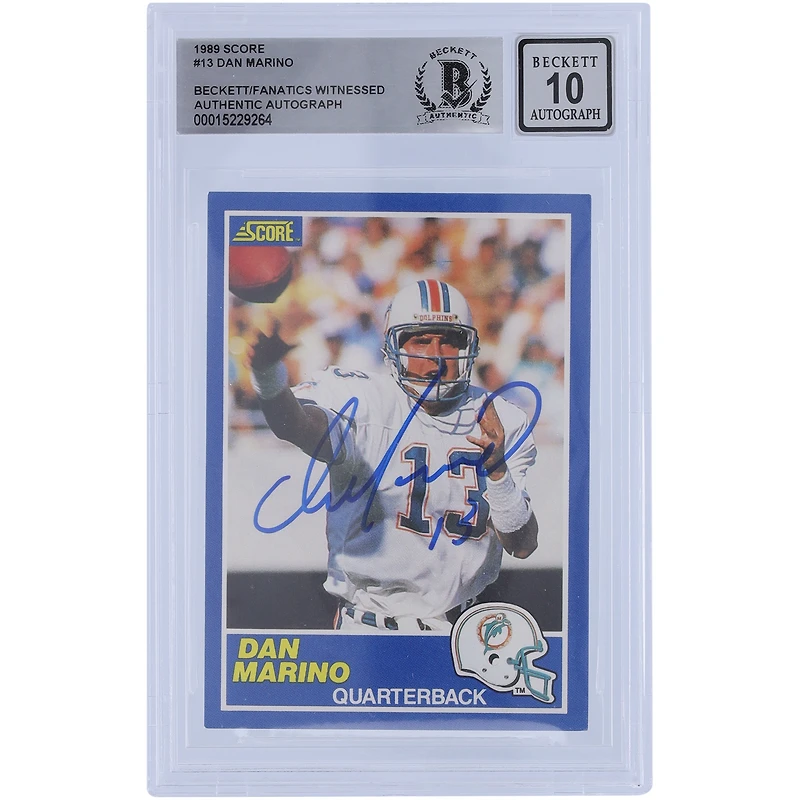 Dan Marino Miami Dolphins Autographed Score #13 Beckett Fanatics Witnessed Authenticated Card