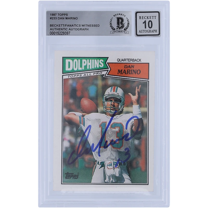Dan Marino Miami Dolphins Autographed 1987 Topps #233 Beckett Fanatics Witnessed Authenticated 10 Card