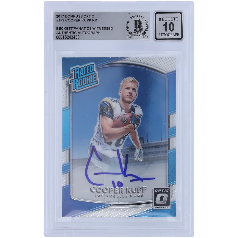 Cooper Kupp Los Angeles Rams Autographed 2017 Panini Donruss Optic Rated Rookie #179 Beckett Fanatics Witnessed Authenticated 10 Rookie Card