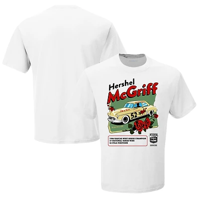 Men's Checkered Flag White Hershel McGriff NASCAR Hall of Fame Class of 2023 Inductee T-Shirt