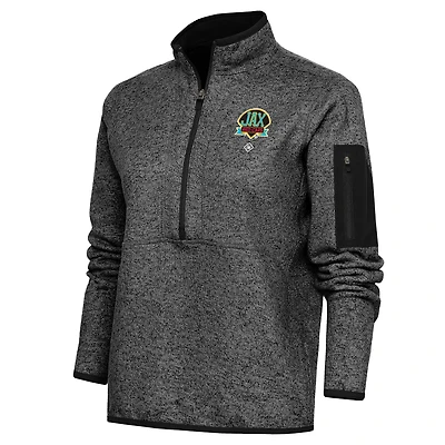 Women's Antigua Heather Black Jacksonville Red Caps Fortune Half-Zip Pullover Jacket