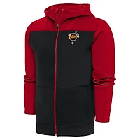 Men's Antigua Red/Charcoal New Orleans Black Pelicans Protect Full-Zip Hoodie