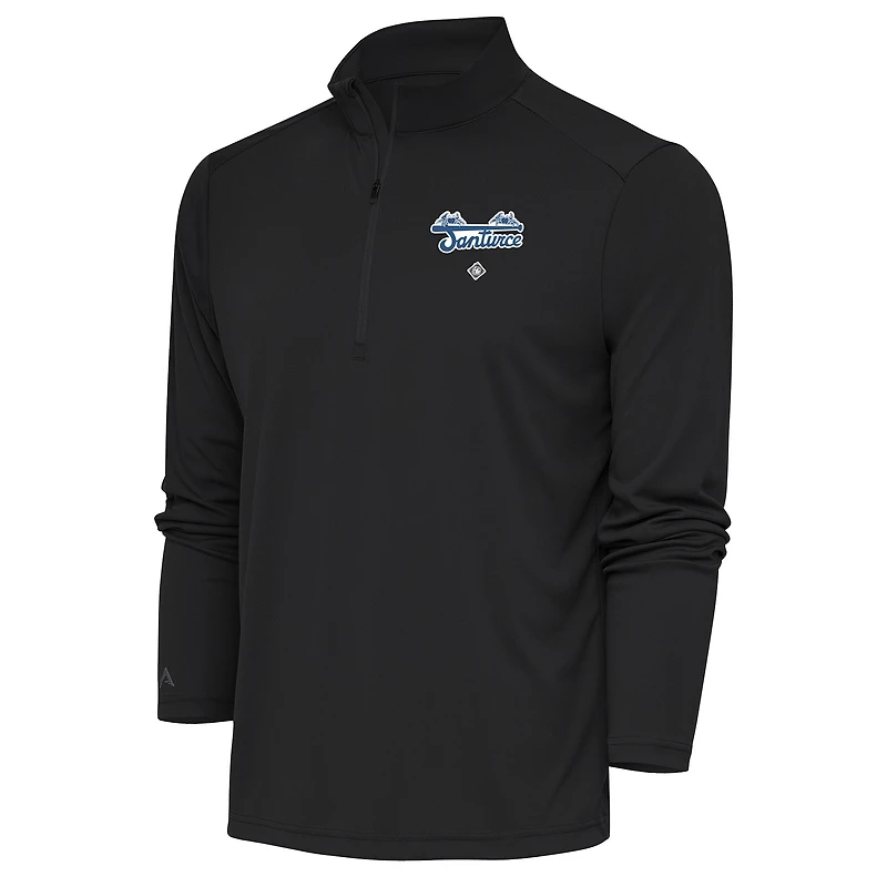 Men's Antigua Charcoal Santurce Cangrejeros Tribute Quarter-Zip Pullover Top