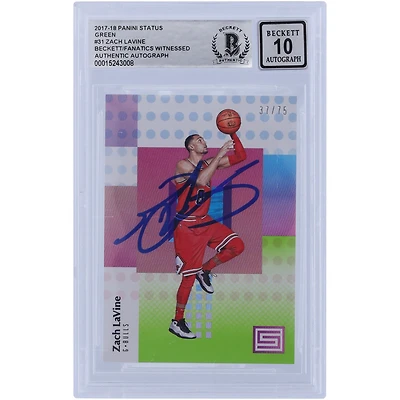 Zach LaVine Chicago Bulls Autographed 2017-18 Panini Status Green #31 #37/75 Beckett Fanatics Witnessed Authenticated 10 Card