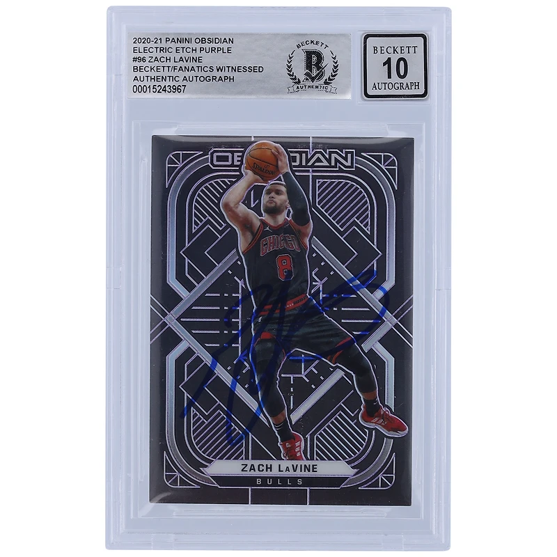 Zach LaVine Chicago Bulls Autographed 2020-21 Panini Obsidian Electric Etch Purple #96 #55/99 Beckett Fanatics Witnessed Authenticated 10 Card