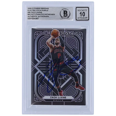 Zach LaVine Chicago Bulls Autographed 2020-21 Panini Obsidian Electric Etch Purple #96 #55/99 Beckett Fanatics Witnessed Authenticated 10 Card