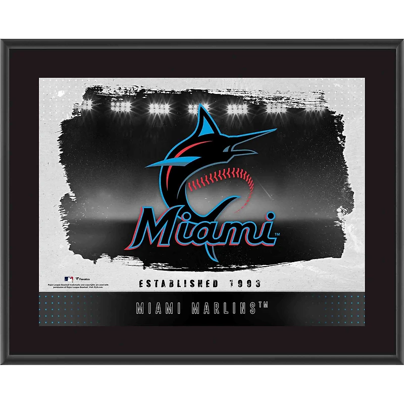 Miami Marlins Framed 10.5" x 13" Sublimated Horizontal Team Logo Plaque