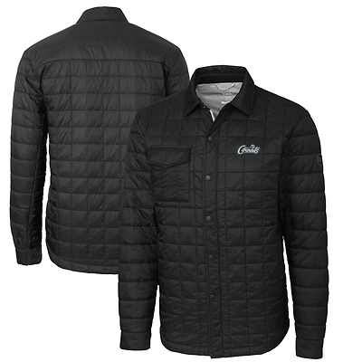 Men's Cutter & Buck Black UCF Knights Citronaut Rainier PrimaLoft Eco Insulated Quilted Button-Up Shacket