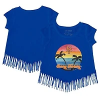 Girls Toddler Tiny Turnip Royal New York Mets 2023 Spring Training Fringe T-Shirt