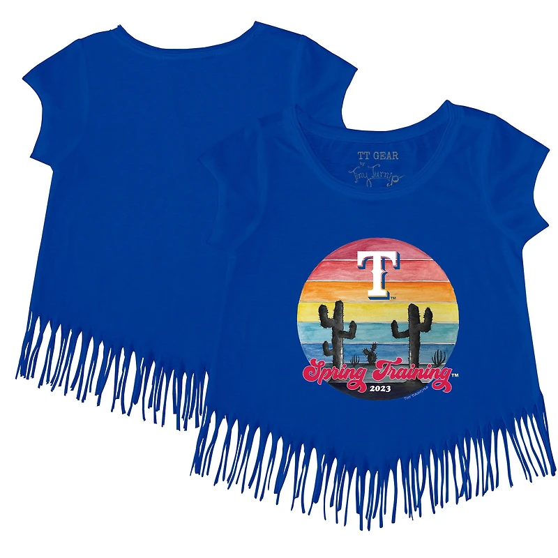 Girls Toddler Tiny Turnip Royal Texas Rangers 2023 Spring Training Fringe T-Shirt
