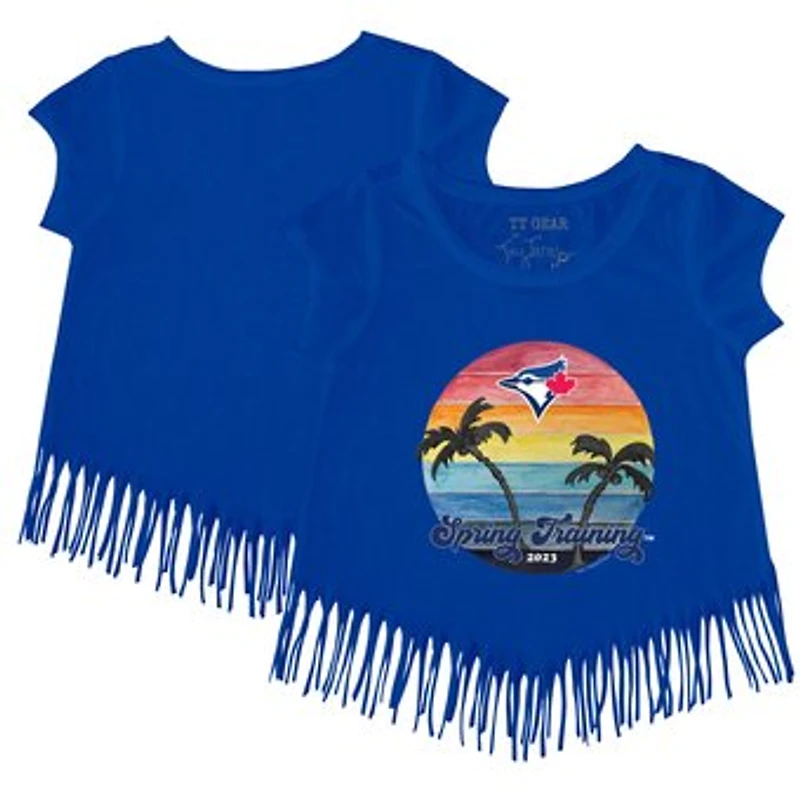 Girls Toddler Tiny Turnip Royal Toronto Blue Jays 2023 Spring Training Fringe T-Shirt