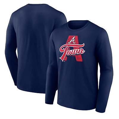 Men's Navy Atlanta Braves Hometown Graphic Long Sleeve T-Shirt