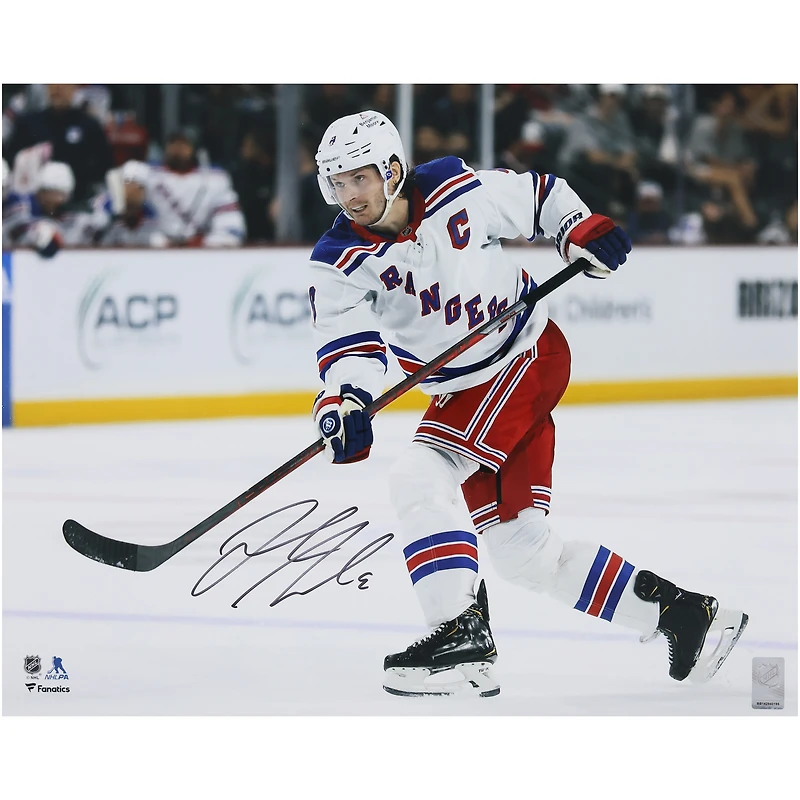 Jacob Trouba New York Rangers Autographed 16" x 20" White Jersey Shooting Photograph