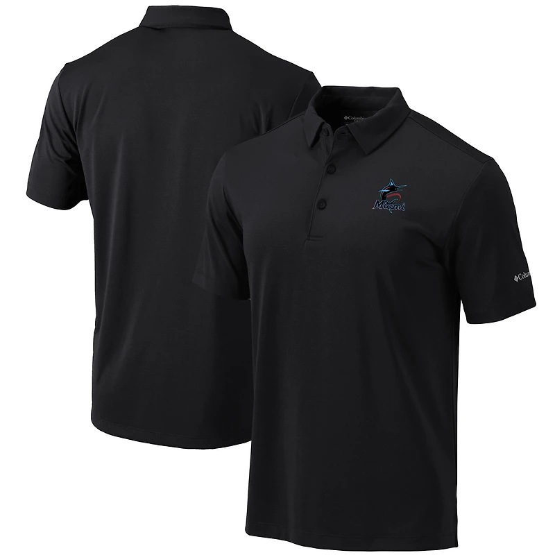 Men's Columbia Black Miami Marlins Omni-Wick Drive Polo