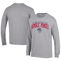 Men's Champion Gray Binghamton Rumble Ponies Jersey Long Sleeve T-Shirt