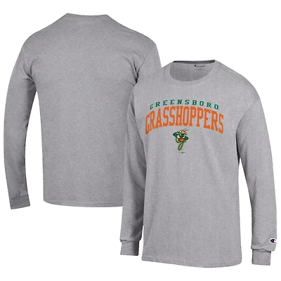 Men's Champion Gray Greensboro Grasshoppers Jersey Long Sleeve T-Shirt