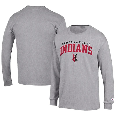 Men's Champion Gray Indianapolis Indians Jersey Long Sleeve T-Shirt