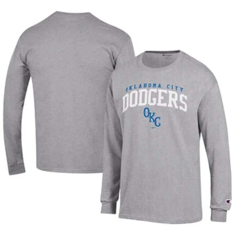 Men's Champion Gray Oklahoma City Dodgers Jersey Long Sleeve T-Shirt