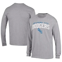 Men's Champion Gray Oklahoma City Dodgers Jersey Long Sleeve T-Shirt