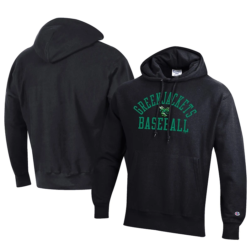 Men's Champion Black Augusta GreenJackets Baseball Reverse Weave Pullover Hoodie