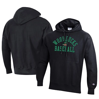Men's Champion Black Down East Wood Ducks Baseball Reverse Weave Pullover Hoodie