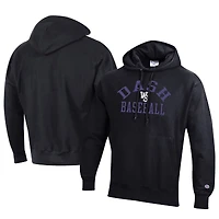 Men's Champion Black Winston-Salem Dash Baseball Reverse Weave Pullover Hoodie