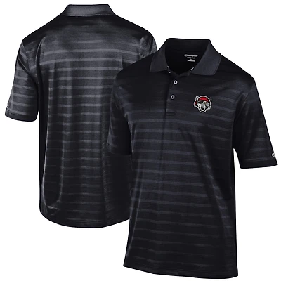 Men's Champion Black Erie SeaWolves Textured Solid Polo