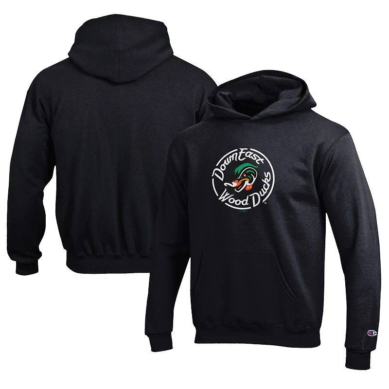 Youth Champion Black Down East Wood Ducks Eco Powerblend Pullover Hoodie