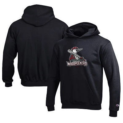Youth Champion Black Fayetteville Woodpeckers Eco Powerblend Pullover Hoodie