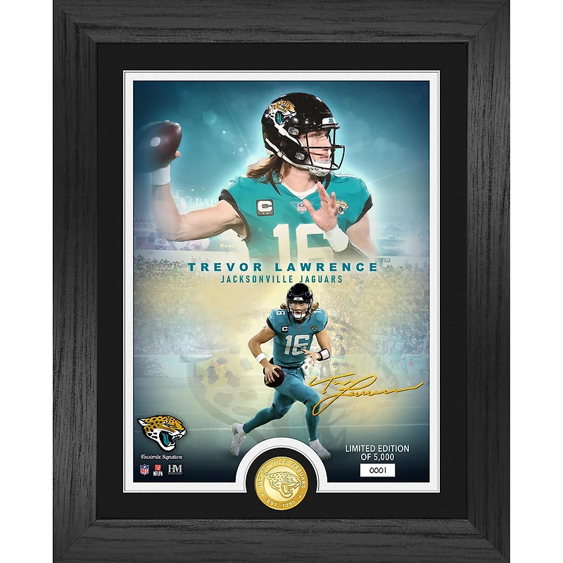 Highland Mint Trevor Lawrence Jacksonville Jaguars 13'' x 16'' NFL Legends Bronze Coin Photo Mint