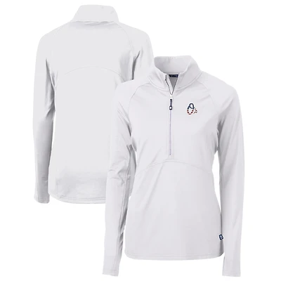 Women's Cutter & Buck White Baltimore Orioles Americana Logo Adapt Eco Knit Stretch Recycled Half-Zip Pullover Top