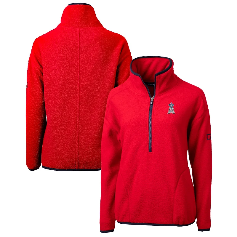 Women's Cutter & Buck Los Angeles Angels Americana Logo Cascade Eco Sherpa Fleece Half-Zip Pullover Jacket
