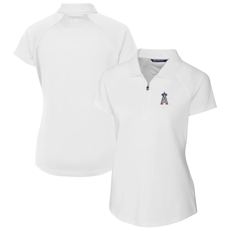 Women's Cutter & Buck White Los Angeles Angels Americana Logo DryTec Forge Stretch Polo