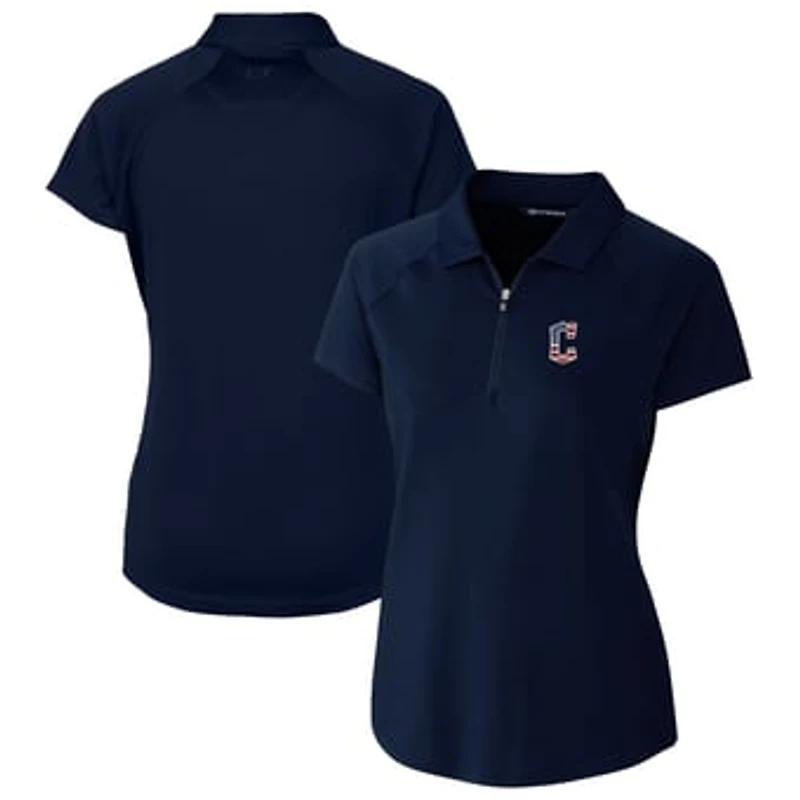Women's Cutter & Buck Navy Cleveland Guardians Americana Logo DryTec Forge Stretch Polo