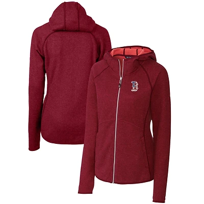 Women's Cutter & Buck Cardinal Boston Red Sox Americana Logo Mainsail Sweater-Knit Full-Zip Hoodie
