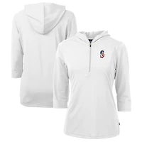 Women's Cutter & Buck White Seattle Mariners Americana Logo DryTec Virtue Eco Pique Recycled Half-Zip Pullover Hoodie