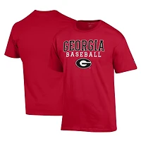 Men's Champion Red Georgia Bulldogs Stack Logo Baseball T-Shirt